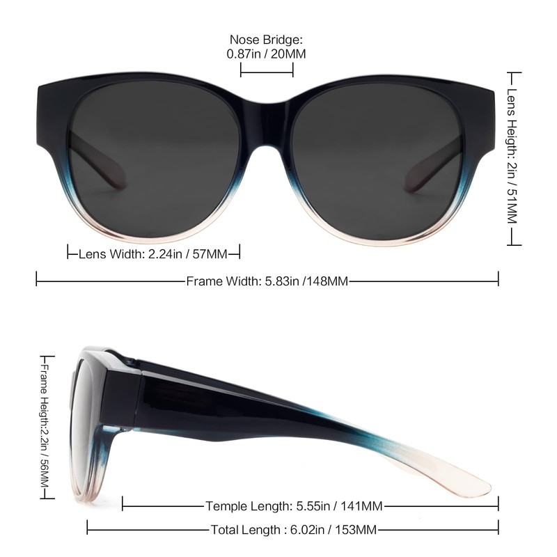 Face Shadow Polarised Over Sunglasses Over Normal Glasses Women's UV400