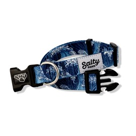 Shaka's Salty Paws Boy & Girl Dog Collar Small Medium Large (Small Dog Collar Adj. 10-16" for Dogs up to 25 lbs, Blue Wave)