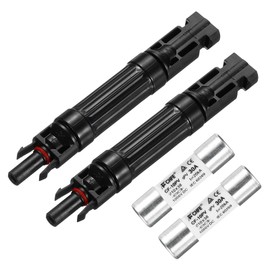 MECCANIXITY 2 Pcs Solar Fuse Holder 30A 1000V Waterproof PV in-Line Fuse Holders with Fuse Solar Inline Fuse Holder Photovoltaic Connectors for Solar Panel System