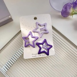 Gradient Color Star-Shaped Hair Clips Set, Cool and Sweet Gal hair pin, 3-Pack Fashion Hair Accessories (Purple)