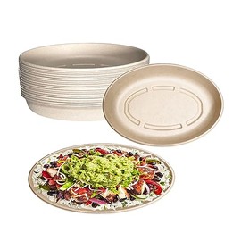 32oz Oval Disposable Compostable Paper Burrito Bowls Heavy-Duty, Eco-Friendly Oval Bowls Natural Bagasse Unbleached, Heat Resistant, 100% Biodegradable Salad Bowls Alternative to Plastic (150)