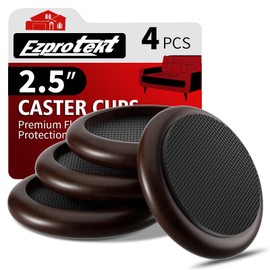 Ezprotekt Φ 63,5 mm Non Slip Wood Furniture Caster Cups, 4 PCS Furniture Pads for Hardwood Floors, 2.5” Sofas Beds Chairs Coasters with Anti-Slide Round EVA Pads -Dark Brown