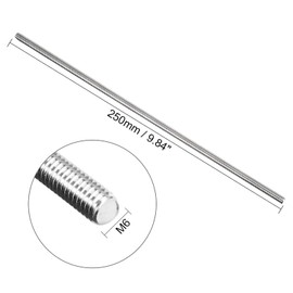 TOP-VIGOR 1Pcs M6 x 250mm Fully Threaded Rod, 304 Stainless Steel Right Hand Threads Rods, Fully Studding Rod Bar for Anchor Bolts, Clamps, Hangers and U-Bolts