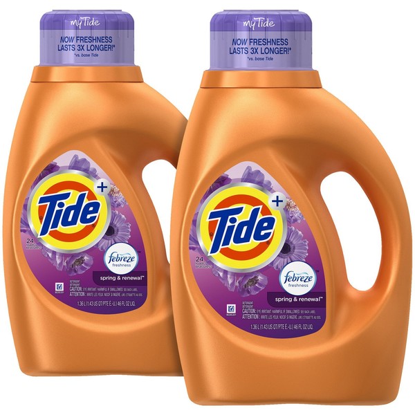 Tide Plus Febreze Freshness Liquid Laundry Detergent - 46 oz - Spring & Renewal - 2 pk