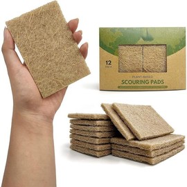 Plant Based Kitchen Scouring Pads - Pack of 24 Coconut Husk Non Abrasive Scrubbing Pads - Multipurpose Scrubbies for Dishes - Heavy Duty Dishes - Color: 12 pack