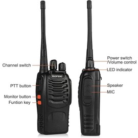 Walkie Talkies Baofeng 888S Rechargeable Walkie-Talkies Long Range with Earpieces for Adults, 2 Way Radios Kids walkie talkies 4 Pack