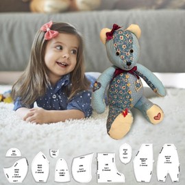 10 PCS Memory Bear Template Ruler Set, Sewing Patterns Template with Instructions, 12 inch Acrylic Quilting Template Cutting Set, DIY Gifts for Birthday Home Decorations