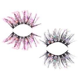 Outanaya 3d Luminous Fake Eyelashes Decorative Glitter False Lashes for Stage Party