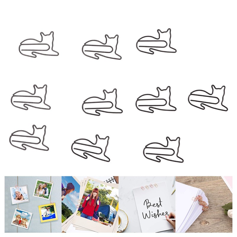 100pcs Cat Shape Paper Clips Increased Slip Resistance Rustproof Metallic