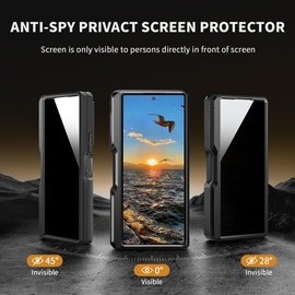 Tongate Funda para Z Fold 6 con Protector de Pantalla de Privacidad, Soporte para Bolígrafo Incorporado Z Fold6 S, Prueba de Golpes con Soporte Anular y Tapa Deslizante para Cámara, Negro