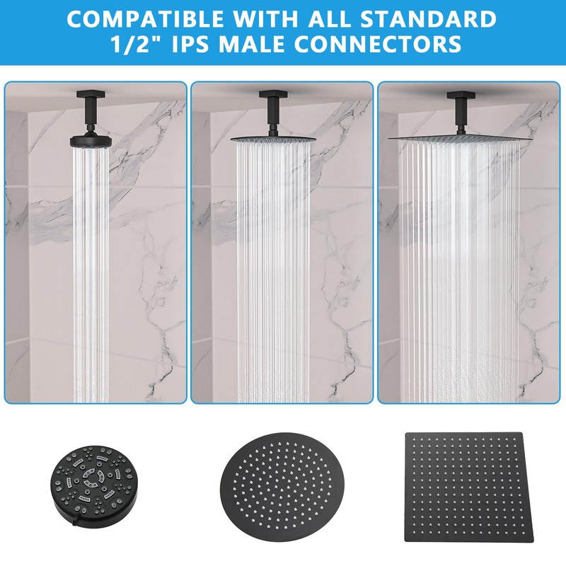 Lordear 10 Inch Brushed Nickel Ceiling Mount Shower Arm and