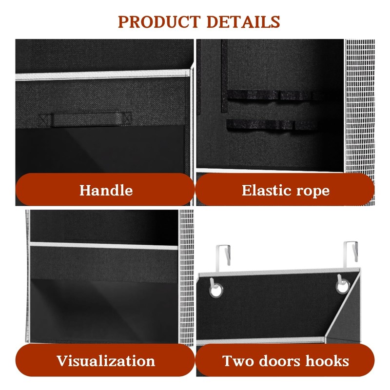 Black Over Door Wrapping Paper Organizer Storage with 3 Removable