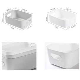 Bgfuni Set of 4 Small Plastic Storage Baskets, Office Home and Kitchen Tidy Organiser, White Plastic Studio Storage Baskets, Plastic Baskets for Storage Small, Shelf Baskets, 20 x 14 x 7.5cm(Grey)