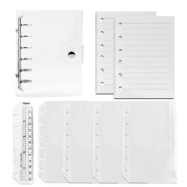 DY.2ten Notepad, Personal Notebook, Mini 6 Holes, A7, Pocket Size, Notebook Refill, Set of 2, 90 Sheets of Paper, Cream, Horizontal Rule, 6 Holes, Notebook, Memo Binder, PVC, Clear Pocket, Zipper