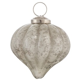 Karma, Christmas Hanging Ornament, Vintage Fluted Drop Glass Ornament 3" Antique Mercury, Holiday Decoration, Christmas Tree Ornament