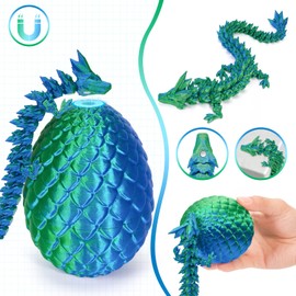 HIMS 3D Printed Dragon Eggs with Dragon Inside, Dragon Egg Movable Crystal Dragon Toy, Surprise Easter Dragon Eggs, Home Decor