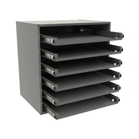 Durham 308B-95 Gray Cold Rolled Steel Bearing Rack for 6 Small Metal Compartment Boxes, 15-9/16" Width x 16-3/8" Height x 11-7/8" Depth