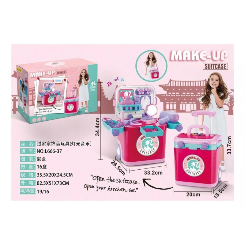 Yuqing Set De Maquillaje Juguetes Luces Y Música Con Maleta