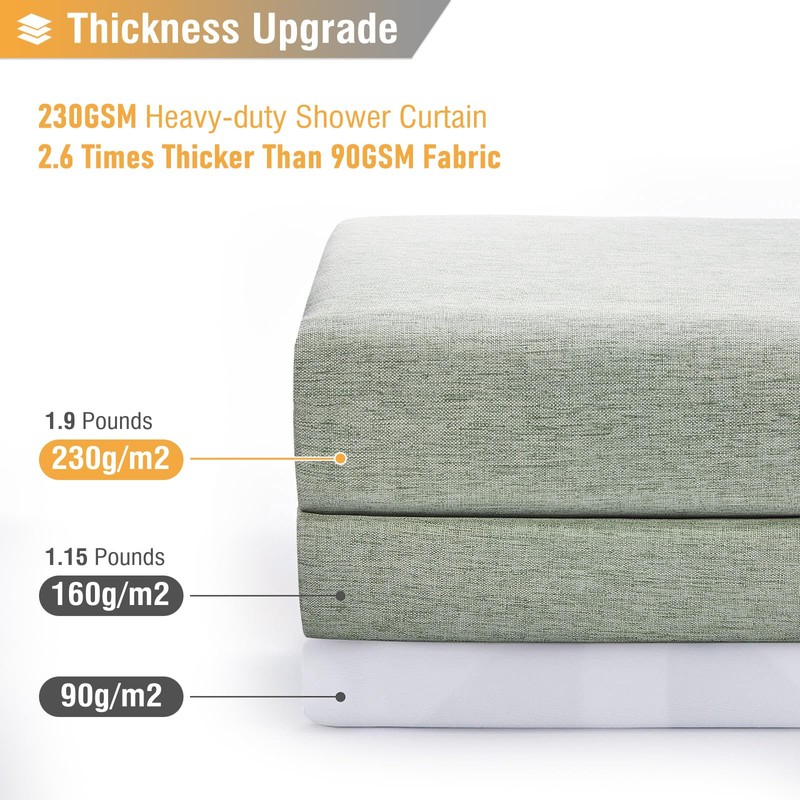 BTTN Stall Fabric Shower Curtain, 54x78 Inch Long Linen Textured