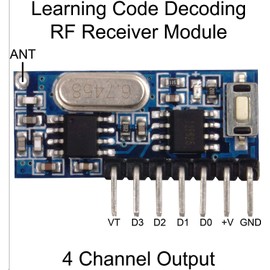 QIACHIP 3 Sets of 433mhz RF Transmitter and Receiver Module Wireless 4 Channel Output Link Kit Set with 1527 Learning Code for Remote Control