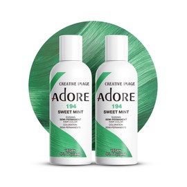Adore Adore Semi Permanent Hair Color - Vegan and Cruelty-Free Green Hair Dye - 4 Fl Oz - 194 Sweet Mint (Pack of 2)