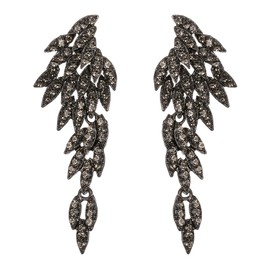 Clearine Statement Earrings Art Deco Leaf Cluster Dangle Chandelier Long Drop Stud Earrings for Women Clear Silver Tone, Crystal alloy steel