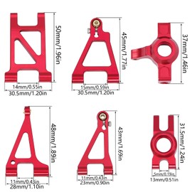 MJX Hyper Go 14303 14302 14301 Metal Steering Cup/Shock Tower Brackets/Front Rear Upper Low Swing Arm for 1/14 RC Upgrade Parts (Red)
