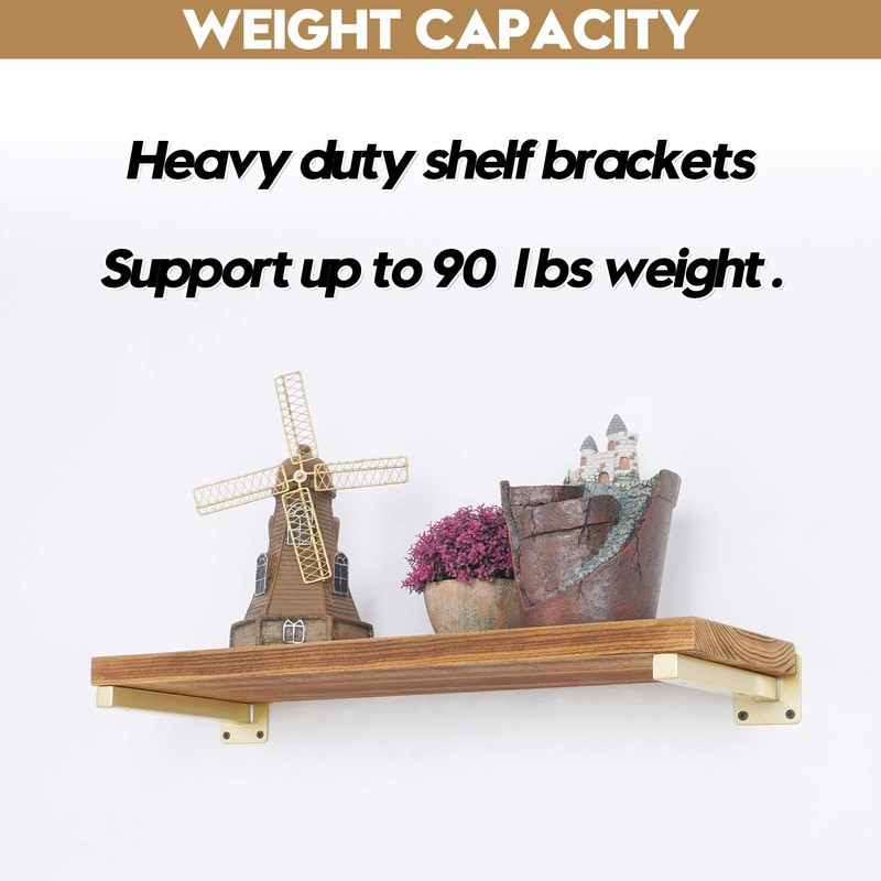 AddGrace 4 Pack Shelf Brackets Wall Mounted Gold Shelf Brackets
