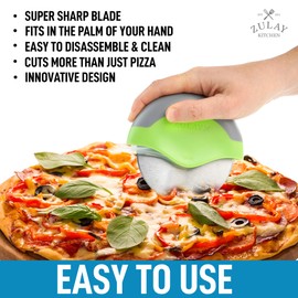 Zulay Handheld Pizza Cutter Wheel - Razor Sharp Stainless Steel Pizza Wheel Cutter With Protective Blade Guard - Round Pizza Cutter With Cover & Slip Resistant Handle Slices Pizza With Ease