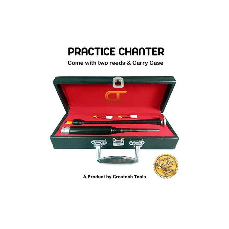 Scottish Highland BagPipe Practice Chanter, Carrying Case & Reeds by