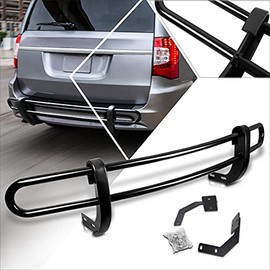 Black Coated Double Pipe Rear Bumper Protector Guard Compatible with 08-16 Grand Caravan/Town&Country
