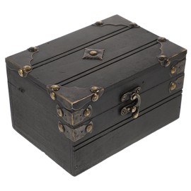 Baluue Vintage Pirate Chest Retro Storage Box with Lock for Jewelry Trinkets Film Props Elegant Decorative Treasure Chest for Home Parties