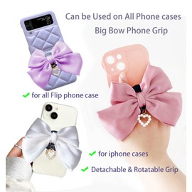 Miitoomo Cute Bow Phone Stands Fashion Cellphone Charm Grip Holder Universal Rotatable (Blue)