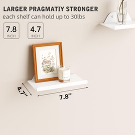 Estantes flotantes para pared, estantes de metal para sala de estar, estantes flotantes blancos para decoración de pared, estantes colgantes de 8 pulgadas para recámara, baño, cocina (2 piezas)