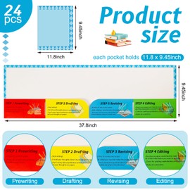 Satinior 24 Pcs Writing Process Pocket Folder Privacy Folders for Students 4 Pockets Writing Process Organizer File Folders Homework Folders for Kids Classroom Teacher School Supplies