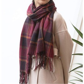 woogwin Winter Warm Plaid Scarfs for Women Long Blanket Scarf Big Grid Shawl Wrap (purple)