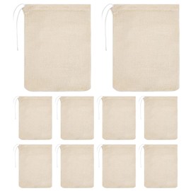 10-Pack Cotton Drawstring Pouches – Reusable Muslin Sachets for Tea, Spices, Crafts, Soap, or Filtering Herbs, Brewing Medicinal Liquor