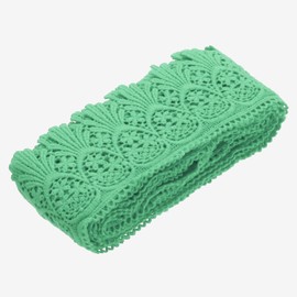 MECCANIXITY Cotton Lace Trim Vintage Crochet 3inch x 4.8yard Green Stretch Lace Edge Ribbon for DIY Scrapbooking Clothes Curtain Tablecloth Slipcover Fabric Wedding Decoration Gift Wrap