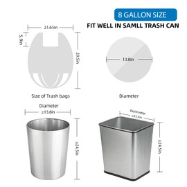 8 Gallon White-Trash-Bags Unscented Tall Kitchen - Large Plastic Garbage Bag With Handles 60Counts Recycling Office Car Medium Waste Basket Can Liner Thick Strong Acqkunlo