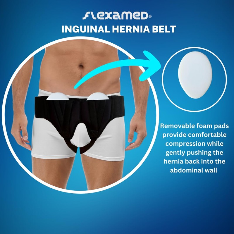 FlexaMed Hernia Gear Double Inguinal Hernia Groin Belt Black (L