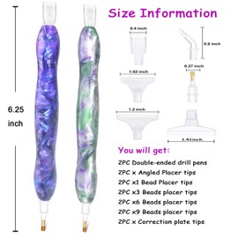 Praise V Do 2PC Diamond Painting Art Drill Bead Dotting Gem Dot Pen Accessories Picker Tools Kit for Adult, Nail Art Embroidery Decoration Stylus (Purple Orchid)