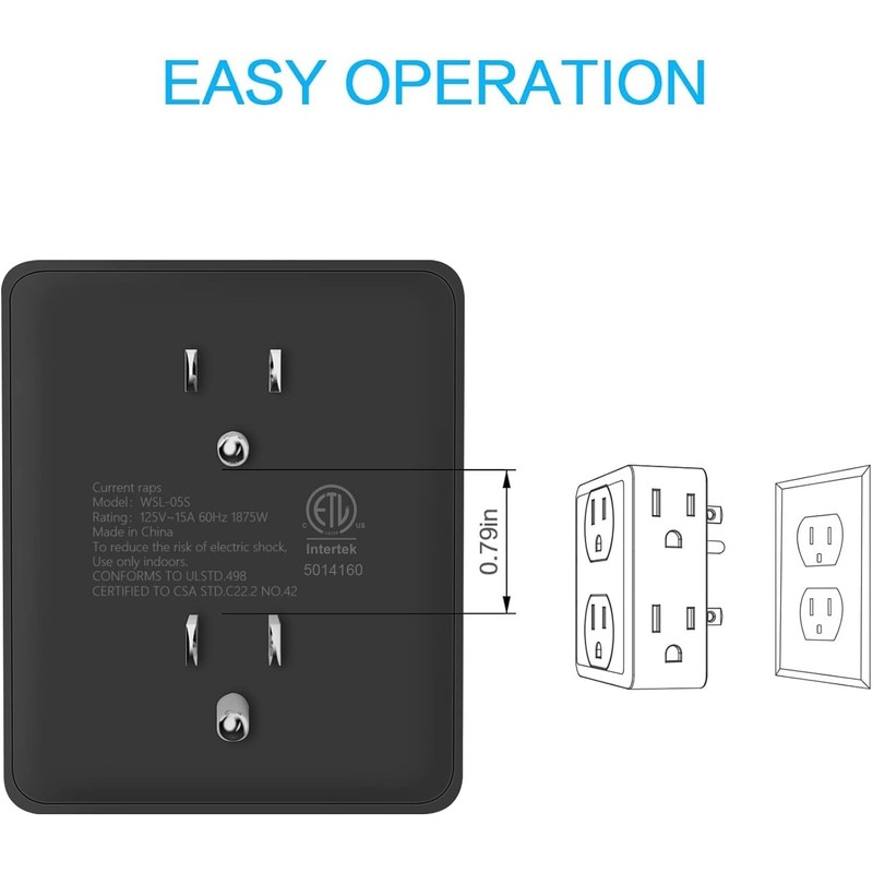 Outlet Extender, HICITY Multi Plug Outlet with 6 Electrical Outlets