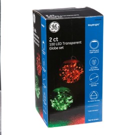 GE StayBright 2-Count 4-ft Red/Green 100 LED Light 4.7-in Transparent Globe