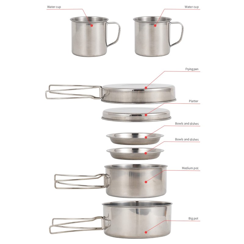 LHYSMYX Outdoor Stainless Steel Camping Cookware Set Portable Bowl Barbecue