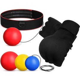 WinnerWhy Boxing Reflex Balls Set 3 Different Balls Adjustable Headband and Boxing Gloves Gift for Christmas Men Teenager for Punching Speed Hand Eye Coordination Training Boxing Equipment Xmas Gifts