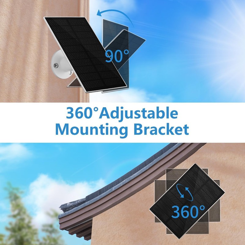 GMK 1.6W Solar Panel for Security Cameras, USB-C Port with