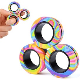 Aionly Magnetic Rings, Finger Spinner Fidget Toys, Stress Relief Toys for Anxiety, Magnetic Fidget Toys For Ages 4-10, Christmas Stocking Filler Gift For Boys Girls 4 5 6 7 8 Years Old (Multicolor)