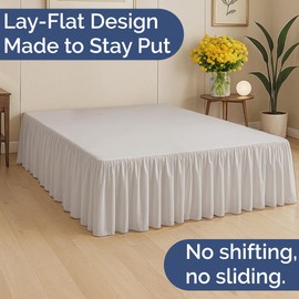 Bedskirt Queen Size Ruffle - 15 inch Drop Dust Ruffle Bed Skirt with Platform - Soft, Easy Fit, Premium Hotel Quality - Wrinkle, Fade & Shrink Resistant - for Women, Men, Kids and Teens - Light Grey