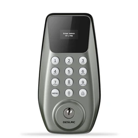 DESLOC C100 Keyless Entry Door Lock with Display, Keypad Deadbolt with Screen, Auto Lock, 100 PIN Codes, Passage Mode, IP54 Waterproof, 12 Months Battery, BHMA Grade 3-Nickel