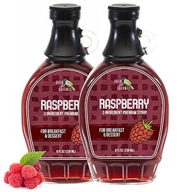 Green Jay Gourmet Raspberry Syrup - 3 Ingredient Premium Breakfast Syrup with Fresh Raspberries, Cane Sugar & Lemon Juice - All-Natural, Non-GMO Pancake Syrup, Waffle Syrup & Dessert Syrup - 2 x 8 Oz